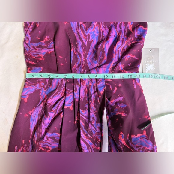 CHELSEA 28 Purple abstract print surplice spaghetti strap midi dress size S - Picture 15 of 16